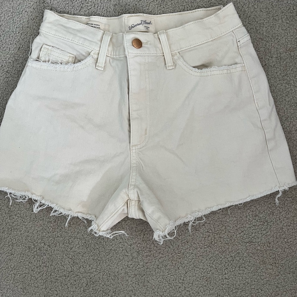 Women's Cream Denim Shorts